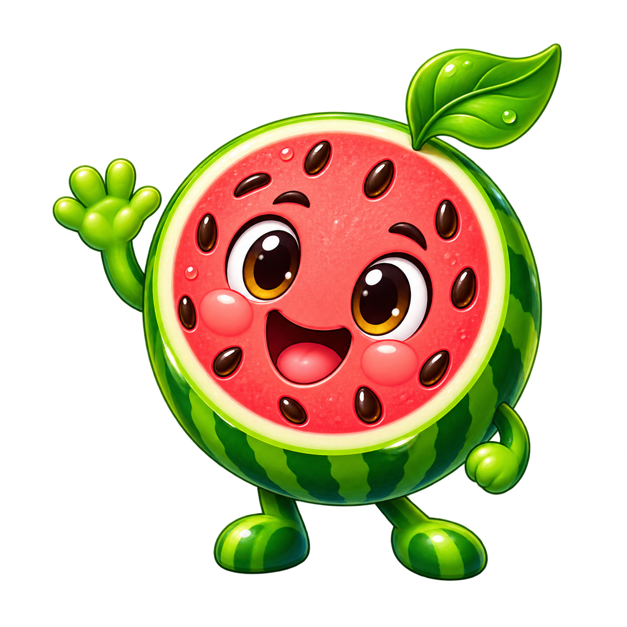 Happy watermelon mascot from Melon Pop!