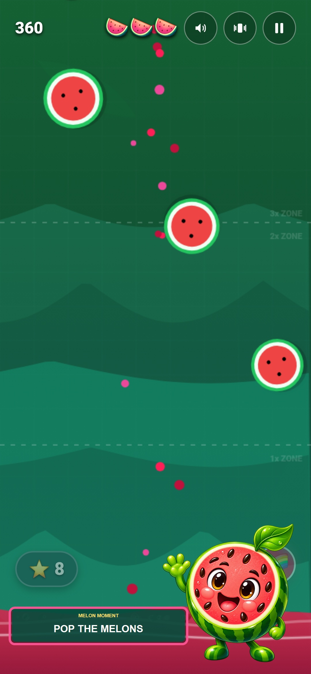 Melons falling during Melon Pop gameplay